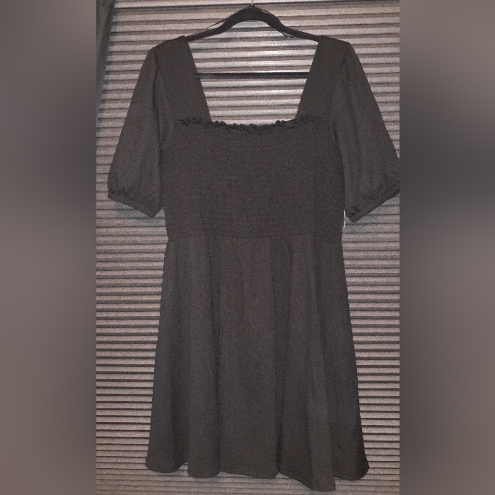 Nine West Black Puff Sleeved Babydoll Dress-XL